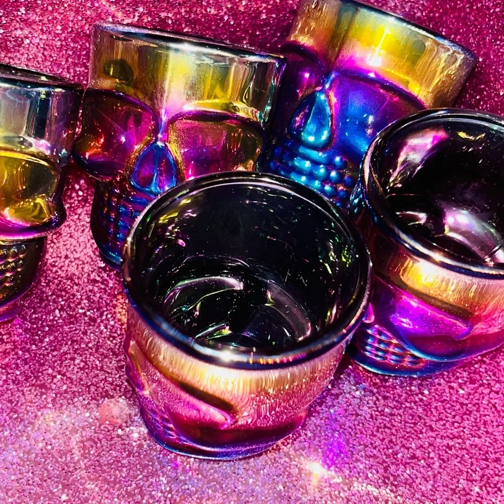 6 Iridescent Skull Shot Glasses by Circleware Rainbow Fusion - Picture 14 of 16